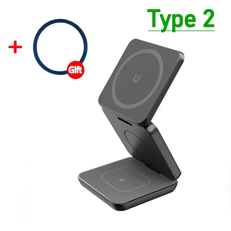 30W 3 in 1 Magnetic Wireless Charger Stand for iPhone 15 14 13 12 Pro Max Airpods Pro iWatch 8 7 6 Fast Charging Station