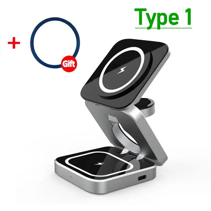 30W 3 in 1 Magnetic Wireless Charger Stand for iPhone 15 14 13 12 Pro Max Airpods Pro iWatch 8 7 6 Fast Charging Station