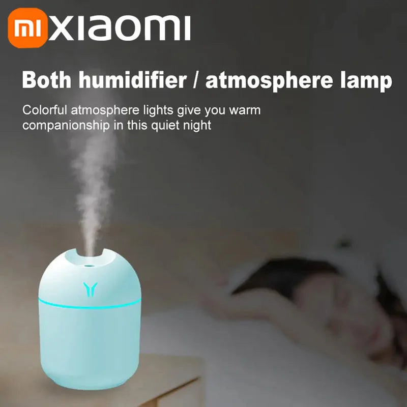 Humidificador de aire portátil Xiaomi, difusor de aceites esenciales de 250 ml, 2 modos, apagado automático con luz LED, vaporizador facial para el hogar y el coche