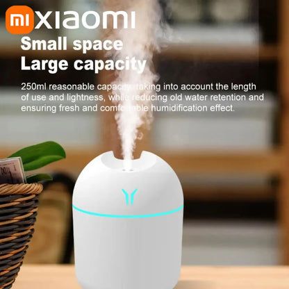 Humidificador de aire portátil Xiaomi, difusor de aceites esenciales de 250 ml, 2 modos, apagado automático con luz LED, vaporizador facial para el hogar y el coche