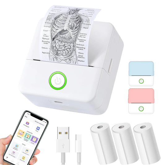 Mini printer, inkless sticker maker, free-cut small pocket printer, portable thermal printer for photo diary notes