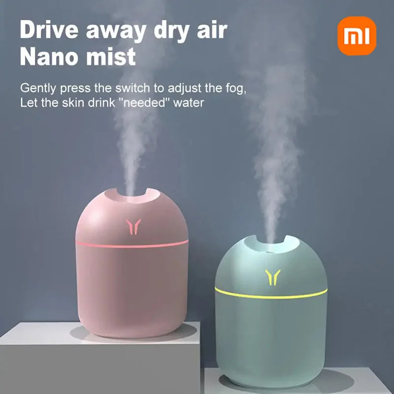 Humidificador de aire portátil Xiaomi, difusor de aceites esenciales de 250 ml, 2 modos, apagado automático con luz LED, vaporizador facial para el hogar y el coche