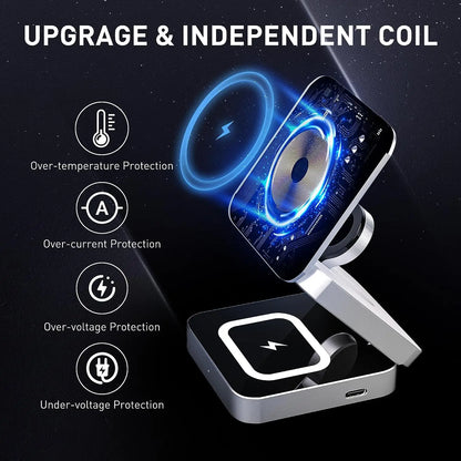 30W 3 in 1 Magnetic Wireless Charger Stand for iPhone 15 14 13 12 Pro Max Airpods Pro iWatch 8 7 6 Fast Charging Station