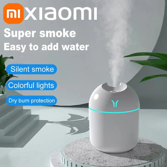 Humidificador de aire portátil Xiaomi, difusor de aceites esenciales de 250 ml, 2 modos, apagado automático con luz LED, vaporizador facial para el hogar y el coche