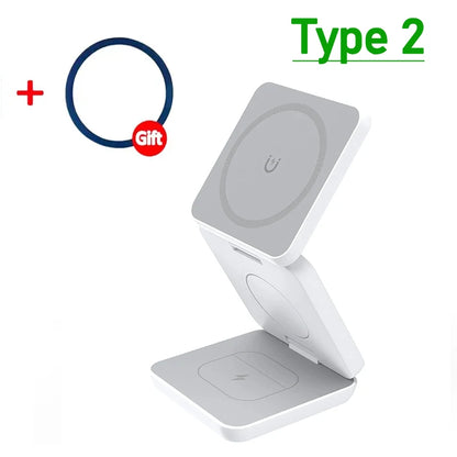 30W 3 in 1 Magnetic Wireless Charger Stand for iPhone 15 14 13 12 Pro Max Airpods Pro iWatch 8 7 6 Fast Charging Station